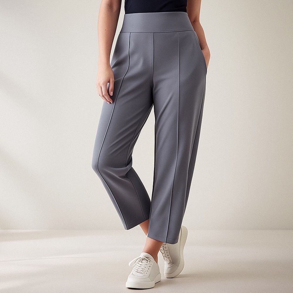Athleta Stellar Wide Crop Pants Sz 12 Tall Coastline Blue UPF 50+ Pockets Travel